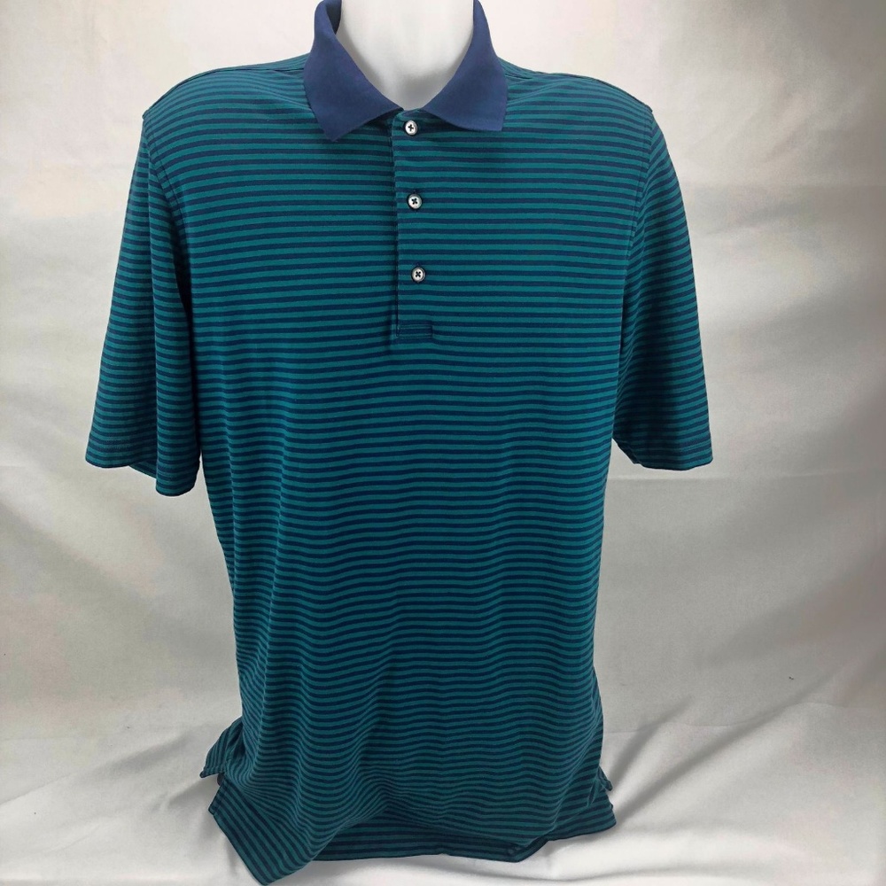 Bobbie Jones Men's Polo Blue Green Stripes (C33)